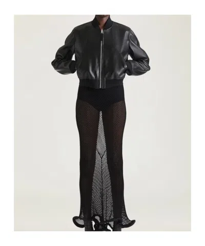 Givenchy Lambskin Cropped Bomber Jacket In Black