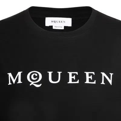 Alexander Mcqueen Logo Lettering Crewneck T-shirt In Black