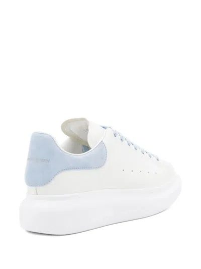Alexander Mcqueen Oversize Sneakers In White And Light Blue Calf Leather In Multi