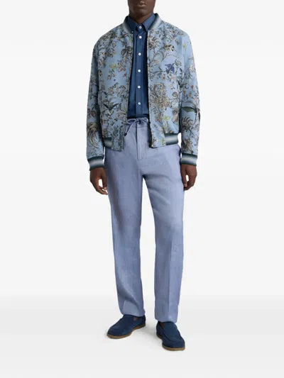 Etro Jacquard Bomber Jacket In Blue