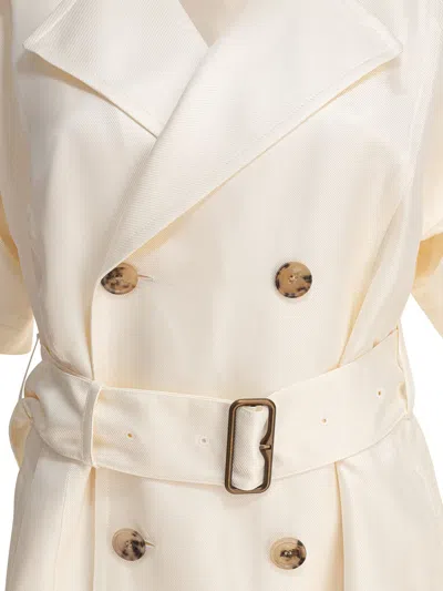 Burberry Trench Dress Viscose Belted Double-breasted Epaulettes In Neutral