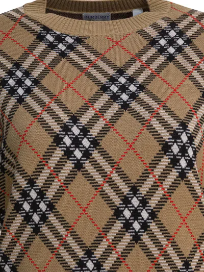 Burberry Women Wool Blend Crew Neck Sweater In Brown