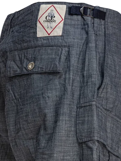 C.p. Company C.p.company Cargo Shorts In Chambray In Gray