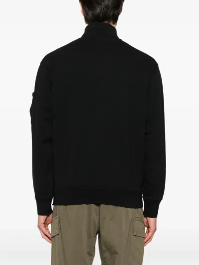 C.p. Company Long-sleeve Pullover With Half-zip And Distinctive Patch Pocket In Black