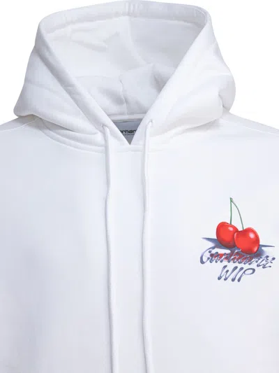 Carhartt Hooded Graphic Print Sweater With Front Pocket In White