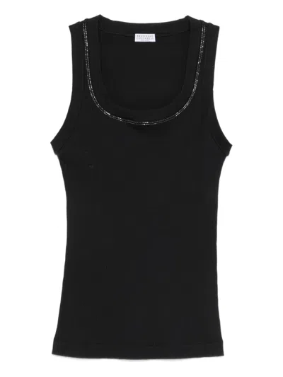 Brunello Cucinelli Cotton Tank Top In Black