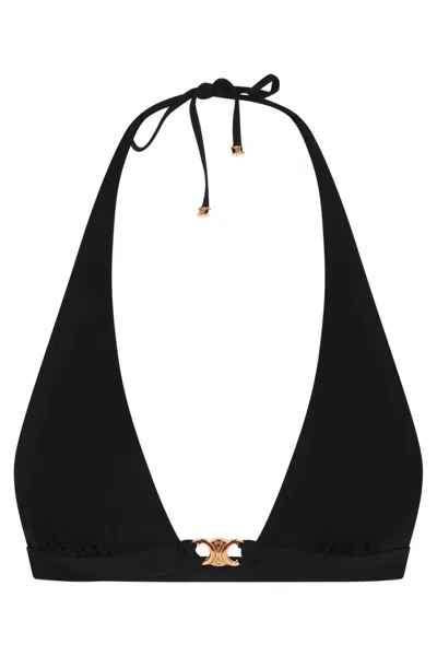 Celine Triangle Bikini Top In Black