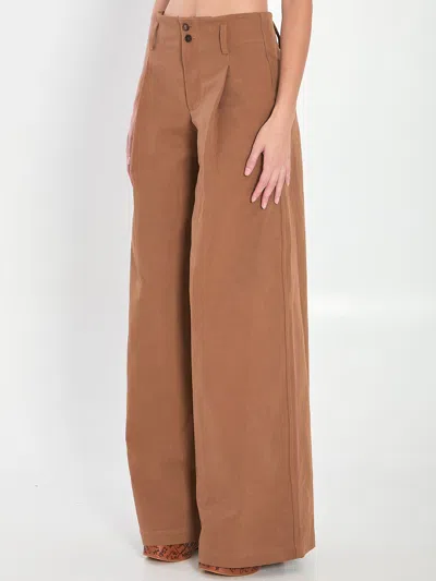 Chloé Pleated Garment-dyed Cotton-canvas Straight-leg Pants In Black