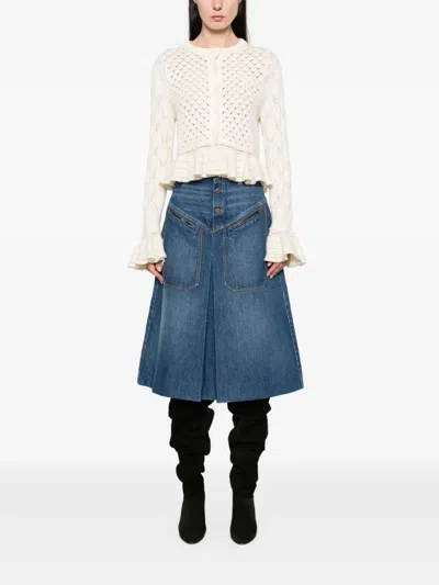 Chloé Latte-colored Crochet Cardigan In Cotton Blend In Brown