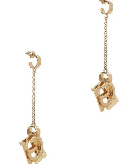 Chloé Chain Detailed Geometric Shape Dangling Earrings In Gold