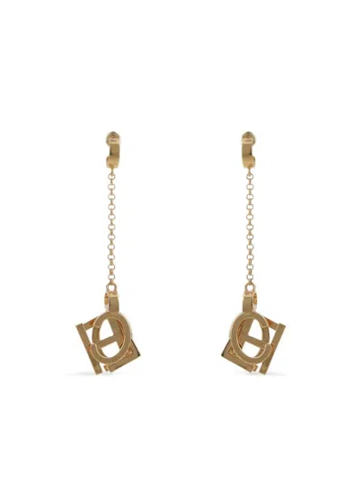 Chloé Chain Detailed Geometric Shape Dangling Earrings In Gold