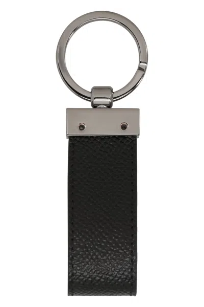 Dolce & Gabbana Leather Keyring With Logo In Black