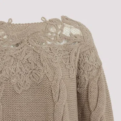 Ermanno Scervino Cropped Turtleneck Sweater With Cable Knit In Gray