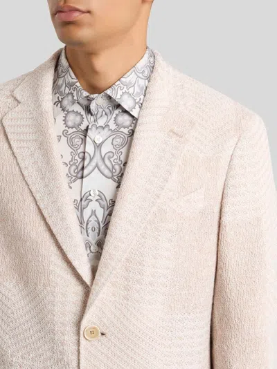 Etro Herringbone-pattern Blazer In Neutral