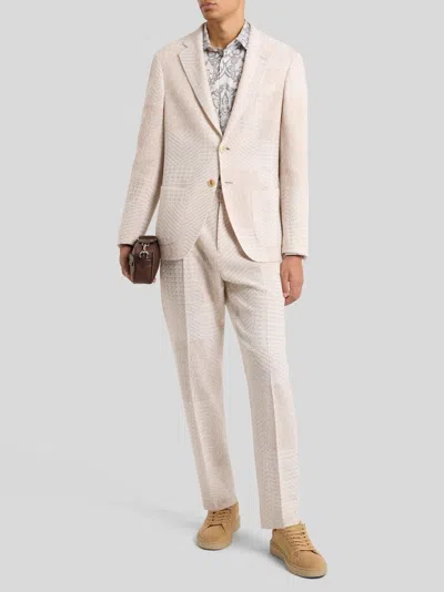 Etro Herringbone-pattern Blazer In Neutral