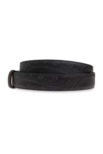 Etro Reversible Logo Belt Arnica And Lea In Black