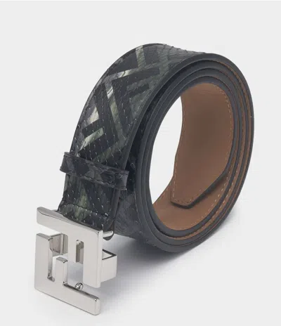 Fendi Adjustable Reversible Textured Belt Loop In Gray