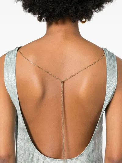 Fendi Silk Midi Dress With Gradient Design In Multi