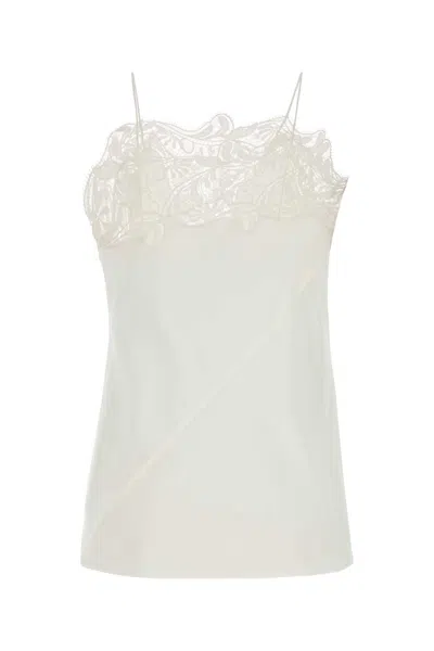 Ferragamo Top In Crepe Bianco Donna In White