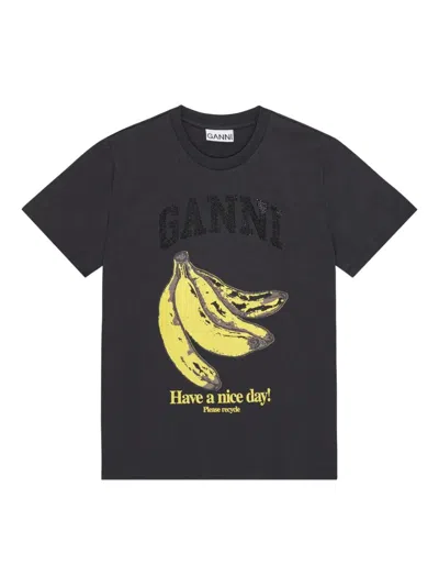 Ganni Relaxed Banana T-shirt In Black