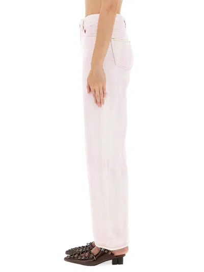 Ganni Oversized Denim Izey Jacket In Pink