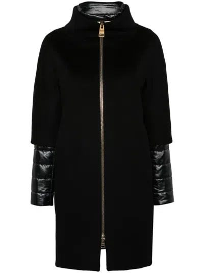 Herno Virgin Wool Coat With High Neck In Black