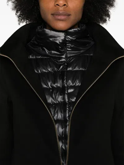 Herno Virgin Wool Coat With High Neck In Black