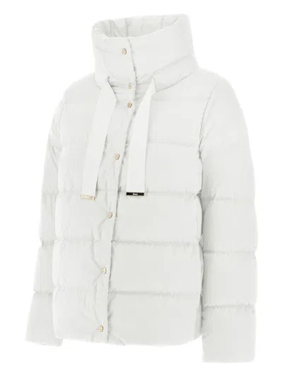 Herno Quilted Cape Jacket High Collar In White