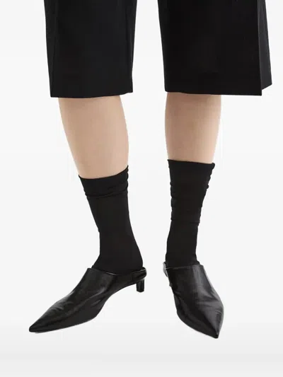 Jil Sander Leather Mules In Black