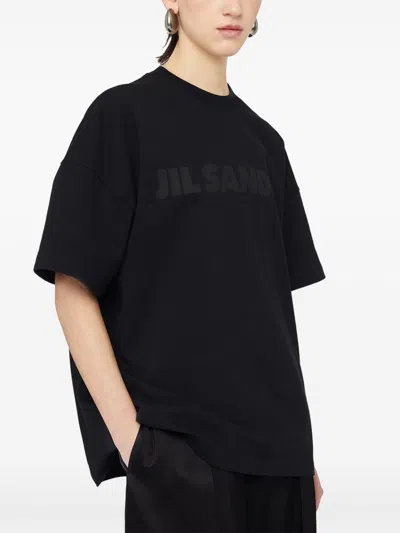 Jil Sander Logo Cotton T-shirt In Black
