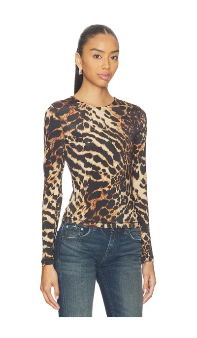 Allsaints Womens Katlyn Leopard-print Long-sleeve Stretch-jersey Top Pardus Honey B In Animal Print