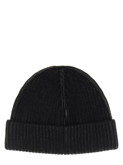 Kenzo Ribbed Beanie Hat With Folded Cuff In Black