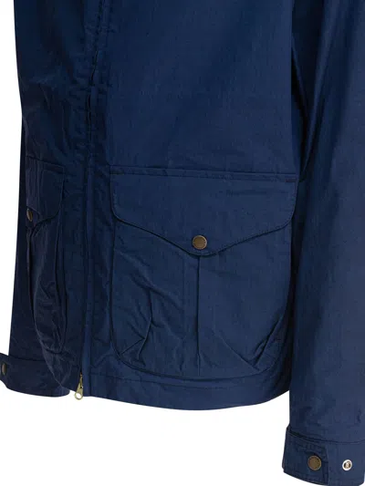 Manifattura Ceccarelli Navy Blazer Coat With Concealed Zip Collar In Blue