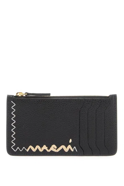 Marni Black Leather Card Holder In White