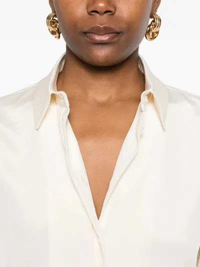 Max Mara Cream Stretch Silk Avion Shirt In Neutral