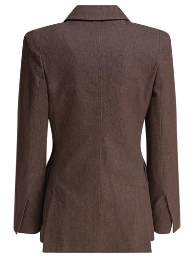 Max Mara Structured Single-breasted Jacket Flap Pockets In Brown
