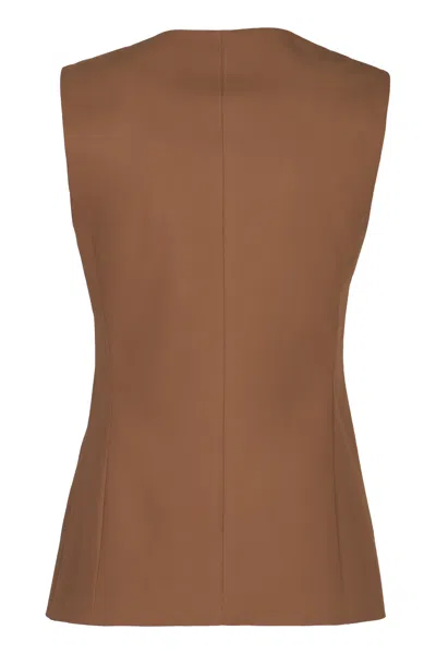 Max Mara Reno Single-breasted Vest In Brown