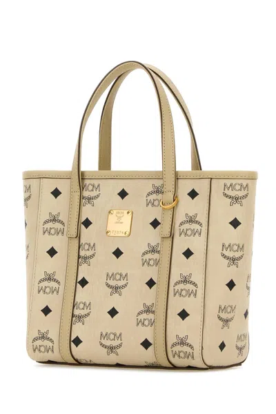 Mcm Mini Tony Printed Canvas Tote Bag In Nude