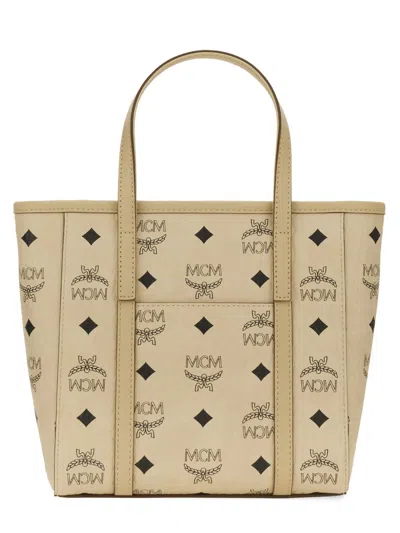 Mcm Mini Tony Printed Canvas Tote Bag In Nude