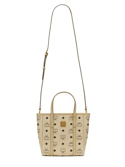 Mcm Mini Tony Printed Canvas Tote Bag In Nude