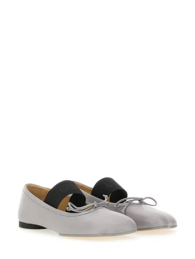 Mm6 Maison Margiela Silver Leather Flats In Multi