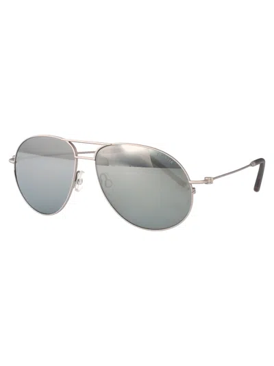 Moncler Matte Silver Metal Sunglasses In Silver