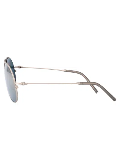 Moncler Matte Silver Metal Sunglasses In Silver