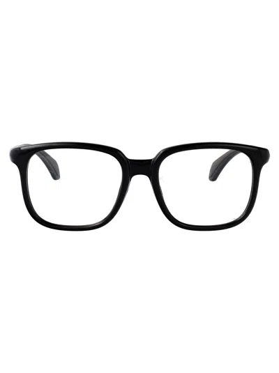 Moncler Shiny Black Acetate Glasses In Transparent