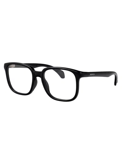 Moncler Shiny Black Acetate Glasses In Transparent