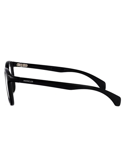 Moncler Shiny Black Acetate Glasses In Transparent