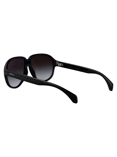 Moncler Shiny Black Injectate Sunglasses In Black