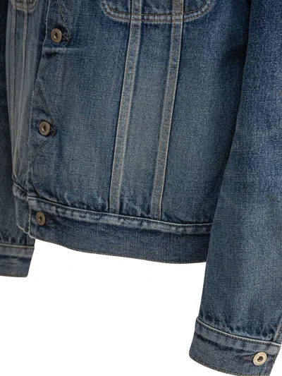 Nonnative Button-up Denim Jacket With Zigzag Placket In Blue