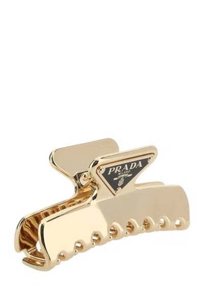 Prada Triangular Claw Clip Hair Accessory In Gold