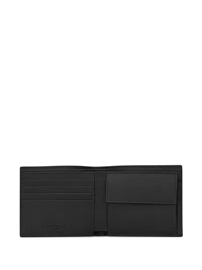 Saint Laurent Logo Bi-fold Wallet In Black